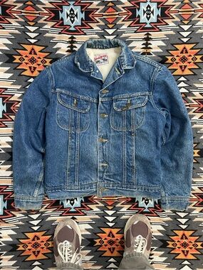 Vintage 90s Lee Storm Rider Sherpa-Lined Blue Denim Jacket - Men